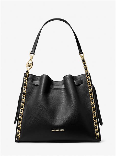 michael michael kors signature mina large chain shoulder tote|Michael Kors black signature handbag.